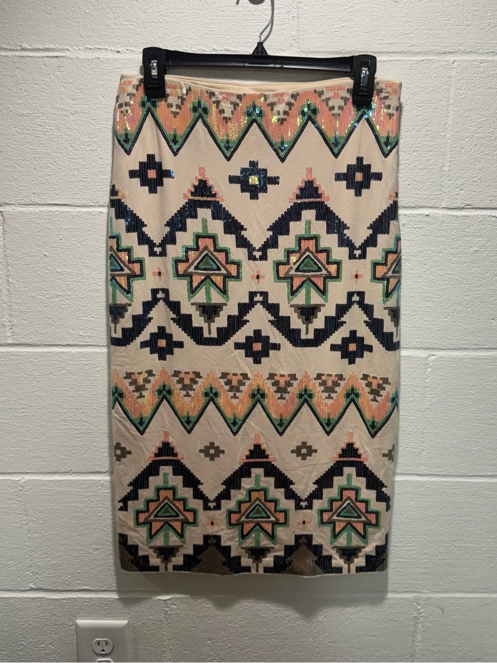 Express Sequin Geometric Pencil Skirt Medium